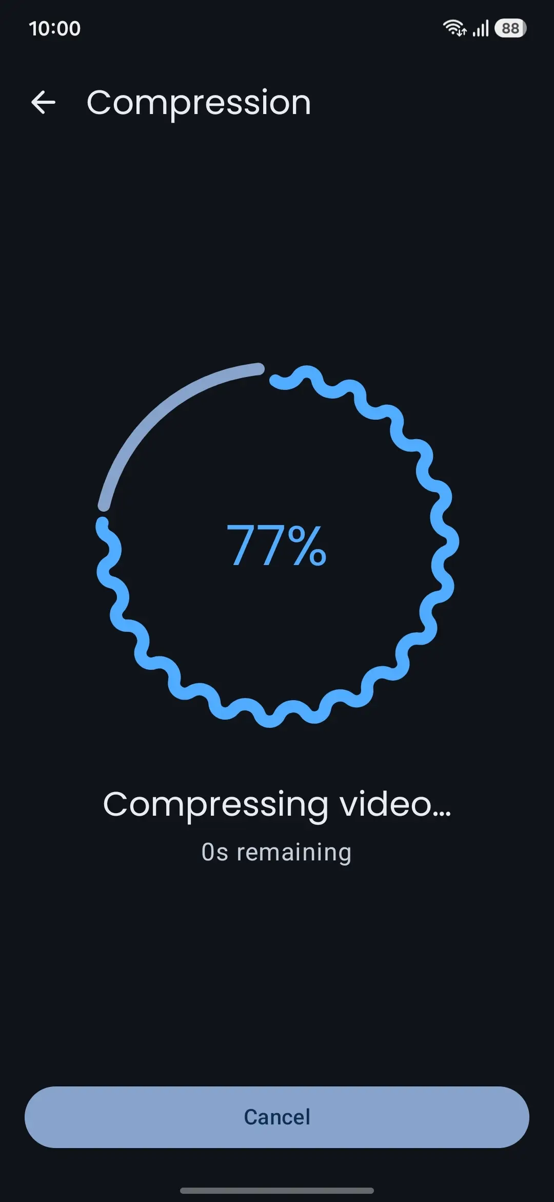 Compression in progress with a circular progress indicator.